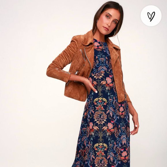 Navy Blue Floral Print Dress - Picture 7 of 7